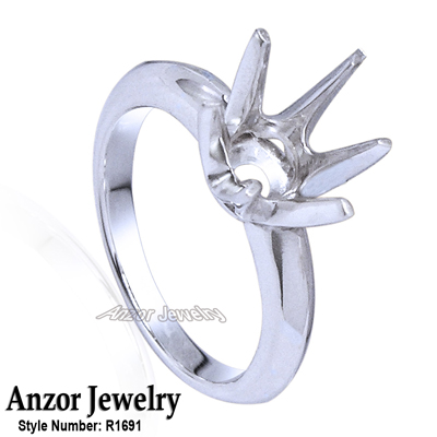 Six-Prong Knife Edge Ring Mounting 14K