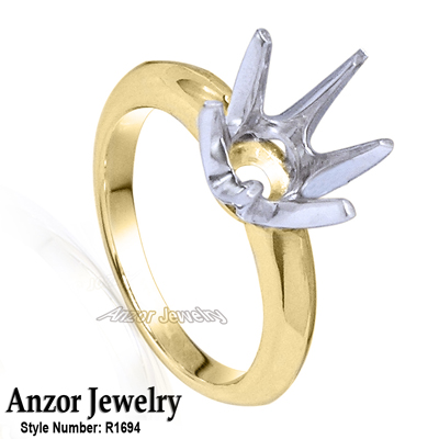 Six-Prong Knife Edge Ring Mounting 14K
