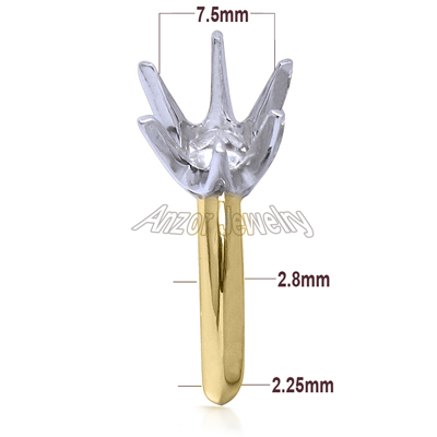 Six-Prong Knife Edge Ring Mounting 14K