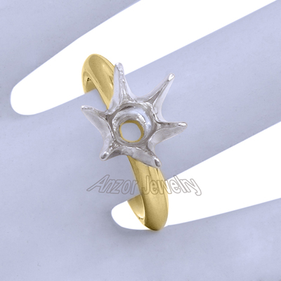 Six-Prong Knife Edge Ring Mounting 14K