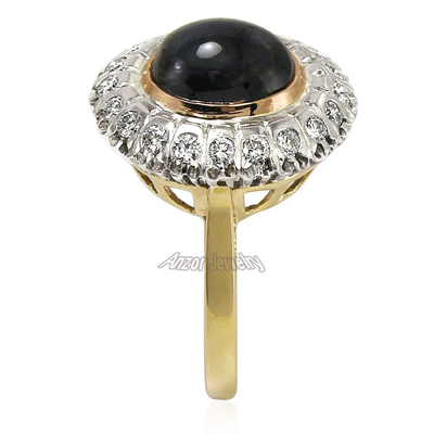 Russian Style Sapphire Diamond Ring 14K 585