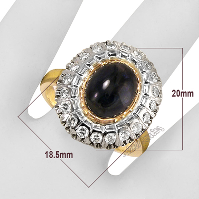 Russian Style Sapphire Diamond Ring 14K 585