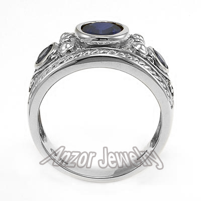 14k Gold Genuine Ceylon Sapphire Men's Ring