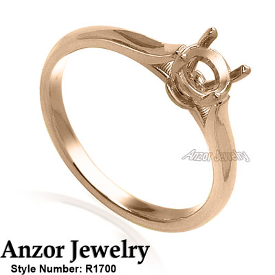 14k solid Rose Gold Engagement Ring Setting