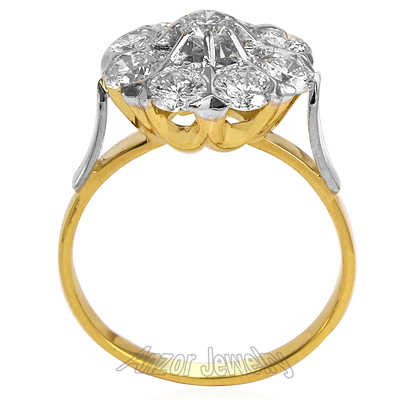 Russian Style 14k Yellow & White Gold Diamond Ring