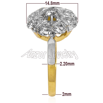 Russian Style 14k Yellow & White Gold Diamond Ring