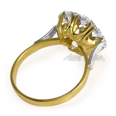 Russian Style 14k Yellow & White Gold Diamond Ring