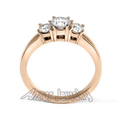 Three Stone Diamond Engagement 14k gold