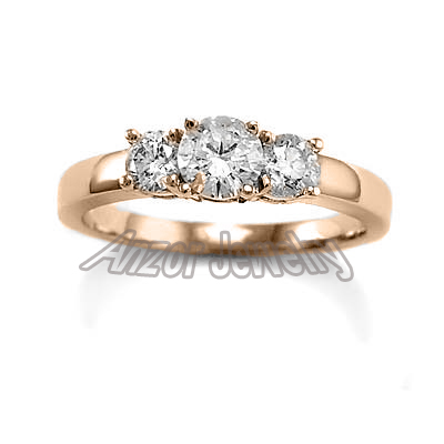 Three Stone Diamond Engagement 14k gold