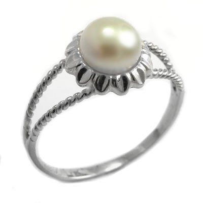 Pearl Sunflower Ring 14k in gold