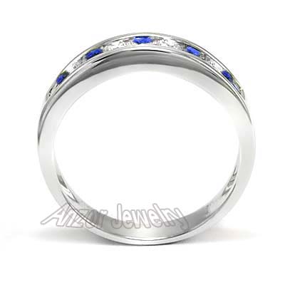 Channel Set Round Diamond and Sapphire Ring 18k