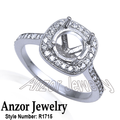 Pave Diamond setting ring in 14k gold
