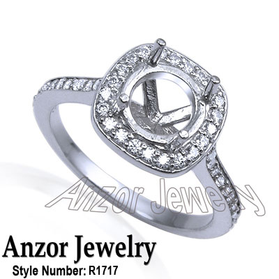 Pave Diamond setting Engagement ring in 18k gold