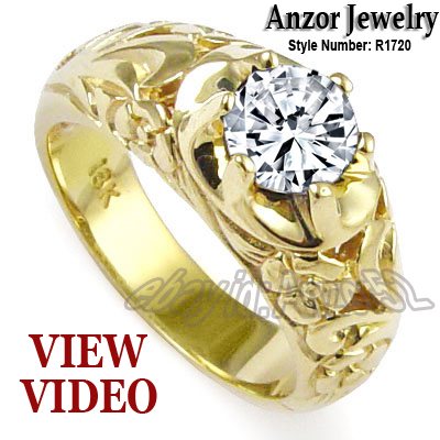Men's 18k Yellow Gold ROCOCO design Sapphire Ring