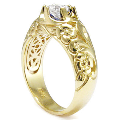 Men's 18k Yellow Gold ROCOCO design Sapphire Ring