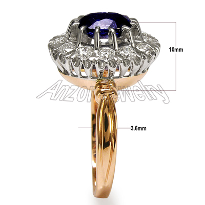 Russian Style Sapphire Diamond Ring 14K 585