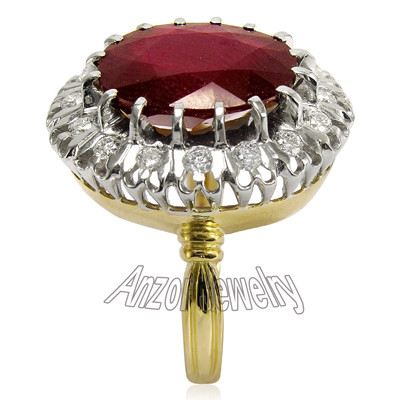 Russian Style Ruby Diamond Ring 18K 750
