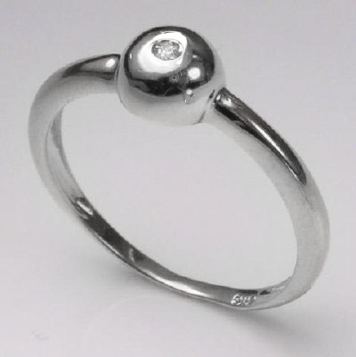 14k Solid White Gold Diamond Ring