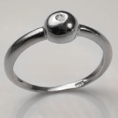 14k Solid White Gold Diamond Ring