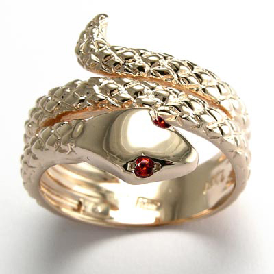 14k Twisted Serpent Rhodolite Garnet Ring