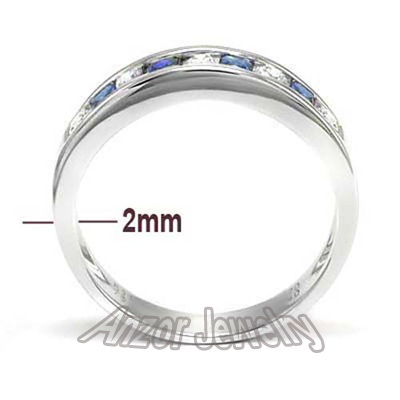 Channel Set Round Diamond and Sapphire Ring 18k