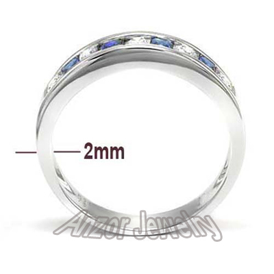 Channel Set Round Diamond & Sapphire Ring Platinum