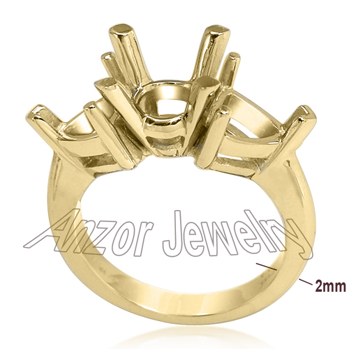 Trillion Round three Stone 14k gold
