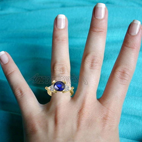 Trillion Round three Stone 14k gold