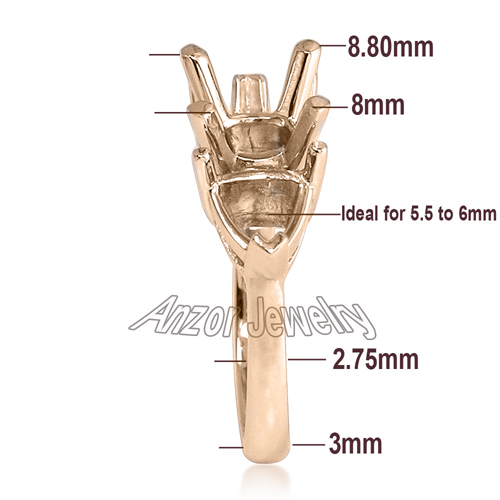 14k Rose Gold Ring Setting