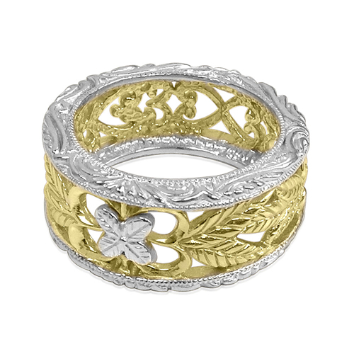 14k Two-Tone Gold Filigree Ring