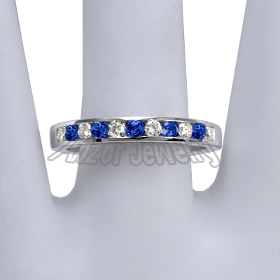 14k Gold Diamond & Sapphire Wedding Band Ring