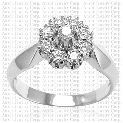 Russian Style 14k White Gold Diamond Ring Malinka