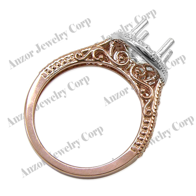 Pave Diamond setting ring in 14k gold