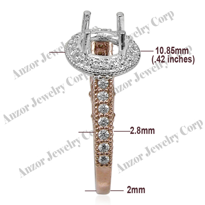 Pave Diamond setting ring in 14k gold
