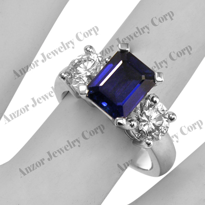 Ceylon Sapphire 1.0ct Diamond Ring in Platinum 950