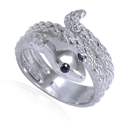 18k Twisted Serpent Sapphire Men's or Women's Ring