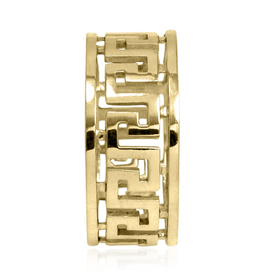14k Solid Yellow Gold Band Greek Key Ring