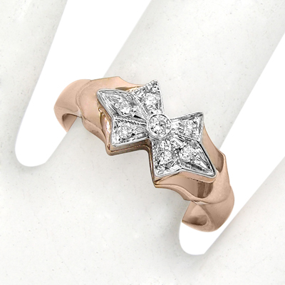 14K Rose & White Gold Diamond Ring ANZOR Jewelry