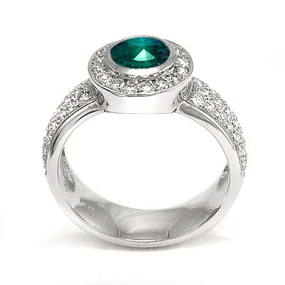 14k Gold Emerald and Diamond Engagement Ring
