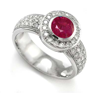 14k Gold Ruby and Diamond Engagement Ring