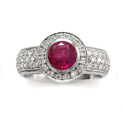 14k Gold Ruby and Diamond Engagement Ring