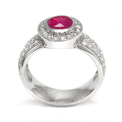 14k Gold Ruby and Diamond Engagement Ring