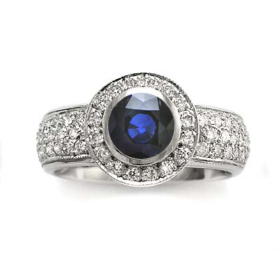 14k Gold Sapphire and Diamond Engagement Ring