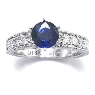 1.45ct Ceylon Sapphire Diamond Ring in 18k Gold