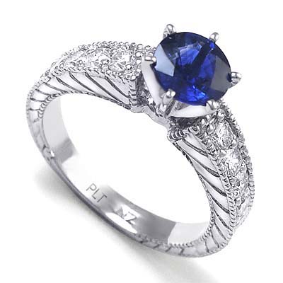 1.45ct Ceylon Sapphire Diamond Ring in Platinum