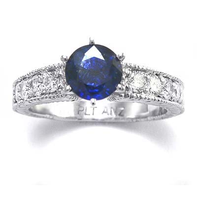 1.45ct Ceylon Sapphire Diamond Ring in Platinum