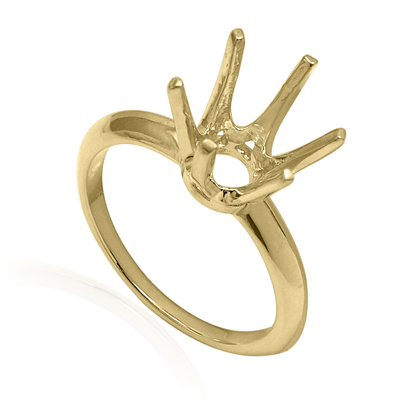 18k Solid Yellow Gold Six-Prong Knife Edge Ring