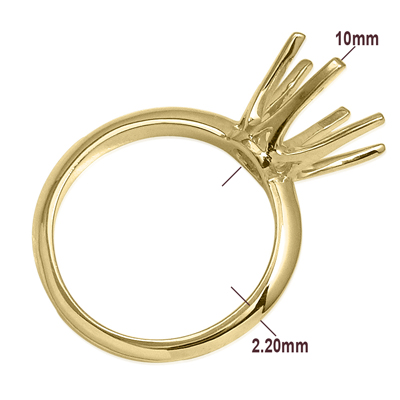 18k Solid Yellow Gold Six-Prong Knife Edge Ring