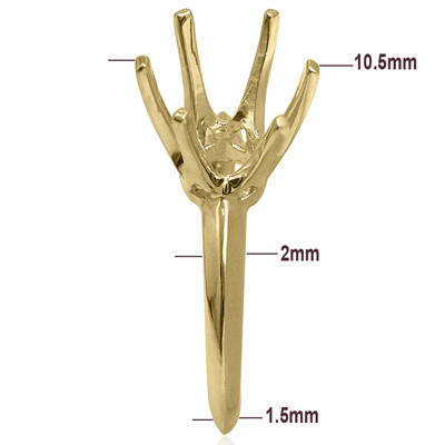 18k Solid Yellow Gold Six-Prong Knife Edge Ring