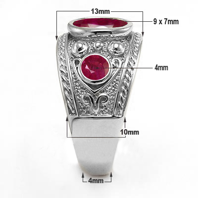 Etruscan Byzantine Style Men's Ruby Ring 14k